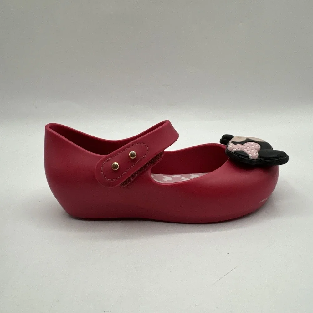 Mini Melissa + Disney Mickey & Minnie Kissing Mary Jane Shoes Pink Girls Size 8